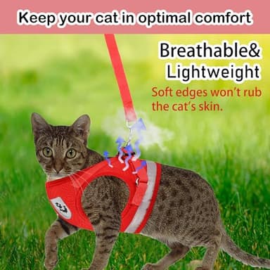 Cat Harnesses and Puppy Harness with Leashes Set, Escape Proof Cat Harness, Adjustable Reflective Soft Mesh Vest Fit Puppy Kitten Rabbit Ferrets's Outdoor Harness - Image 2