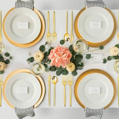 SUT 150PCS Gold Plastic Silverware, Plastic Utensils,Gold Silverware Disposable,Disposable Utensils Heavy Duty,Plastic Cutlery Set,Includes:50 Knives, Forks and Spoons for Party, Birthday,Wedding - Image 6