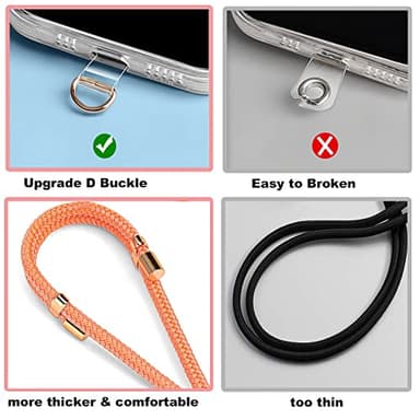 Lawonda 2 Pads Phone Lanyard Adjustable Crossbody Cell Phone Neck Strap Universal Mobile Phone Wrist Lanyard + 2pcs Cellphone Patch Tether Tab for Travel Essentials Lemonade Pink - Image 7