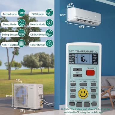 YITAHOME 24000 BTU Mini Split Air Conditioner Heat Pump System, 21 SEER2 208-230V Ductless Inverter System with Wi-Fi&Alexa Compatibility, Cover Up to 1500 Sq. Ft, Complete Installation Kit Included - Image 9