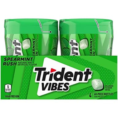 Trident Vibes Spearmint Rush Sugar-Free Chewing Gum, 4 Bottles of 40 Pieces (160 Total Pieces) - Image 13