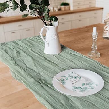 12 Pack Cheesecloth Table Runner, Runner Gauze Boho Wedding Decor Romantic Table Runner for Wedding Birthday Party(35" x 118") (Sage Green) - Image 5
