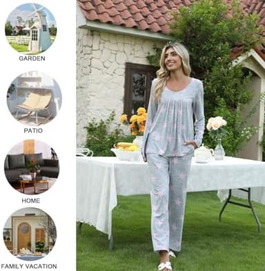 POPYOUNG Womens Pajama Set 2 Pieces Fall Long Sleeve Pjs Winter Ladies Pajamas Lounge Sleepwear with Pockets - Image 7