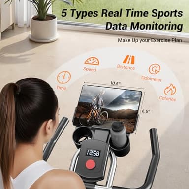CURSOR FITNESS Exercise Bike, Stationary Bikes for Home, 300 LBS Capacity, Workout Bike with Silent Belt Drive, Indoor Cycling Bike with Extra Comfort Seat/Tablet & Bottle Holder - Image 4