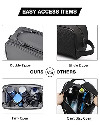 BAGSMART Toiletry Bag for Men, Travel Toiletry Organizer Dopp Kit Water-resistant Shaving Bag for Toiletries Accessories, Door Room Essentials,Grey-large - Image 5