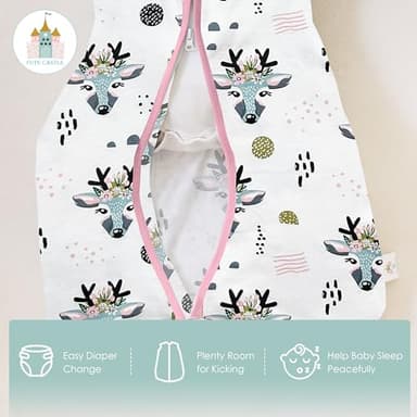 Cute Castle Baby Sleep Sack 18-24 Months - Lightweight 100% Cotton 2-Way Zipper TOG 0.5 Infant Wearable Blanket, Newborn Essentials Toddler Sleep Clothes (3 Pack Pink) - Image 7