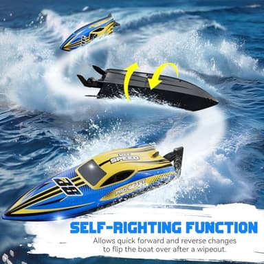 TOPCHOIC Brushless RC Boat 30+MPH, Big Remote Control Boats for Adults and Kids, Fast Racing Boat with Self-Righting, LED Lights, Waterproof, RTR, Sailboat for Lake, River, Saltwater and Pools - Image 4