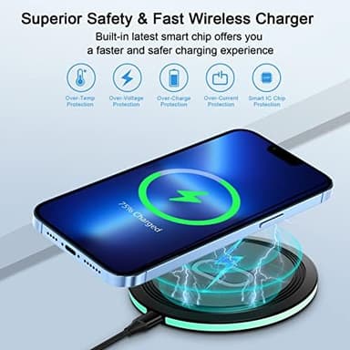 Wireless Charger Samsung Fast Charging Pad for Samsung Galaxy S25 Ultra/S24 FE/S23 Ultra/S22/S21/Z Flip 6 5,15W Wireless Charging Station Charger Mat and QC Adapter for Google Pixel 9 8a 7a 8 7 Pro - Image 4