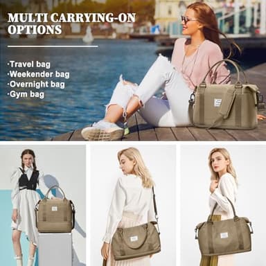 Weekender Bags for Women,Personal Item Travel Bag,Overnight Travel Duffel Bag with Expandable Shoes Compartment & Wet Pocket - Image 8