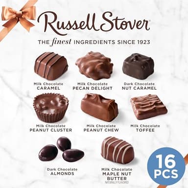 Russell Stover Caramel and Nuts in Milk and Dark Chocolate, Mother's Day Chocolate Gift Box, 9.4 Ounce - Image 4