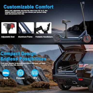 Electric Scooter for Adults with Seat, 350W Folding Lightweight Commuter E Scooter, 8.5" Solid Tires, 16 MPH, 21 Mile Range, Dual Brake, Cruise Control, APP Control for Teens, Phone Holder - Image 7