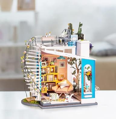 Rolife DIY Miniature House Kit Dora's Rooftop, Tiny House Kit for Adults to Build, Mini House Making Kit with Furnitures, Halloween/Christmas Decorations/Gifts for Family and Friends (Dora's Rooftop) - Image 2