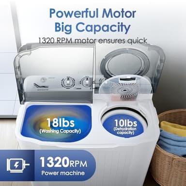 Anypro Portable Clothes Washing Machine, Twin Tub 28 Lbs Capacity Laundry Washer and Dryer Combo 2 In 1 Washer (18 Lbs) & Spinner (10 Lbs) for Apartments, Dorms, RV, Camping - Image 4