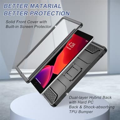 Soke Case for iPad 9th/8th/7th Generation 10.2-Inch (2021/2020/2019 Release), with Built-in Screen Protector and Kickstand, Rugged Full Body Protective Cover for Apple iPad 10.2 Inch - Black - Image 4