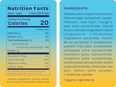 Recess Mood Magnesium & Adaptogen Drink, Relaxation Beverage, 12 Ounce (Tropical Bliss, 12 Pack) - Image 2