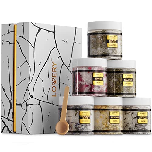 Gifts for Women Who Have Everything, Epsom Bath Salts Gift Basket Set, Relaxing Self Care Salt W/Essential Oil, Christmas Gifts for Mom, Lavender, Eucalyptus, Lemon, Coconut, Tea Tree, Honey Almond - Image 1