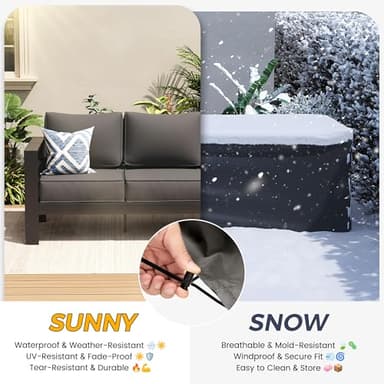 UDPATIO 10 Piece Aluminum Patio Furniture Set, Oversized Modern Outdoor Furniture Set with Olefin Fabric Cushion for Patio Deck Backyard, Dark Grey (with Waterproof Covers) - Image 8