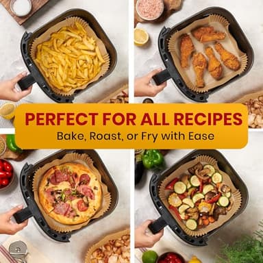 Air Fryer Paper Liners, 125Pcs Air Fryer Disposable Liners, Non-Stick and Oil Proof for Easy Cleanup, 8” Square for 5-8 qt Basket by Baker's Signature - Image 5