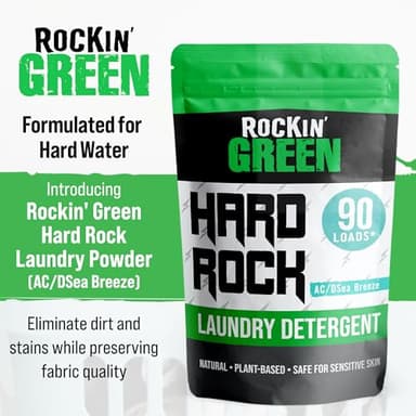 Rockin' Green Hard Rock Powder Laundry Detergent (90 Loads) - Natural Powdered Laundry Detergent, Sensitive Skin Laundry Powder (AC/DSea Breeze) - Image 2