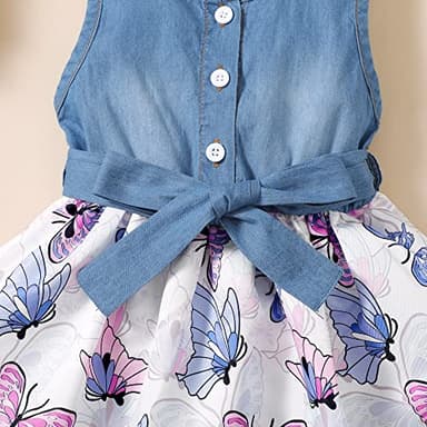 Toddler Girl Clothes Dress Outfit 2T Girl Clothes 3T Ruffle Little Girls Dress Denim Sleeveless Summer Butterfly Sundress 2 3 Year Old Girl Outfits - Image 5