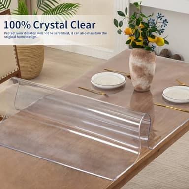 Eisdroma 42 x 102 Inch Clear Table Cover Protector, 2mm Thick Clear Table Protector for Dining Room Table, Plastic Table Cover, Waterproof Table Pad for Kitchen, Office - Image 3