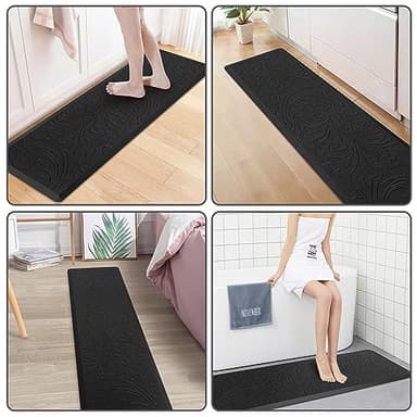 KMAT Kitchen Mat Cushioned Anti-Fatigue Waterproof Non-Slip Standing Mat Ergonomic Comfort Rug for Home,Office,Sink,Laundry,Desk 17.3" (W) x 60"(L),Black - Image 4