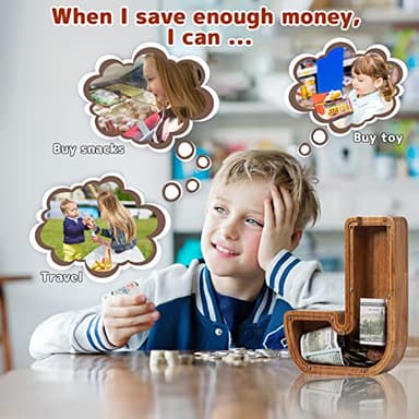 ladenk 12 Inch Extra Large Wooden Kids Letter Piggy Bank - Piggy Bank for Boys Girls - Initial J Bank - Alphabet Money Bank for Birthday - Image 7