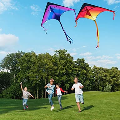 JOYIN 3 Packs Large Delta Kite Red, Green and Purple, Easy to Fly Huge for Kids and Adults with 262.5ft String, Large Delta Beach Kite for Outdoor Games and Activities - Image 4