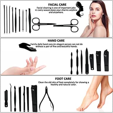 MINKINH Manicure Set Professional Nail Clipper Kit-26 Pieces Stainless Steel Manicure Kit,Nail Care Tools with Luxurious Travel Case - Image 4