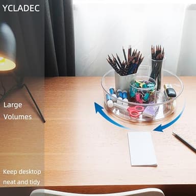 YCLADEC 4 Pack Lazy Susan 11.5" Inch Turntable Organizer Organization Storage Container Bins Spice Rack Cabinet Rotating Condiment for Pantry Countertop Kitchen Vanity Bathroom Jewelry Holder Clear - Image 9