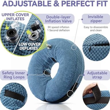 Loflaze Inflatable Dog Cone Collar - Dog Neck Donut Cone Collar Alternative After Surgery - Soft Cone for Large Medium Small Dogs Cats - Alternative Recovery E Collar (Blue, L) - Image 6