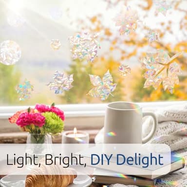 rabbitgoo Window Privacy Film Rainbow Film Decorative Window Sticker, 3D Static Stained Glass Cling Tint for Home Heat Control Non-Adhesive, 11.8 x 78.7 inches - Image 8