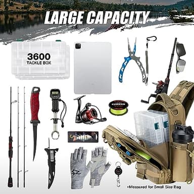 Piscifun Fishing Tackle Backpack with Rod & Gear Holder, Lightweight Outdoor Water-Resistant Fishing Shoulder Storage Bag - Image 4