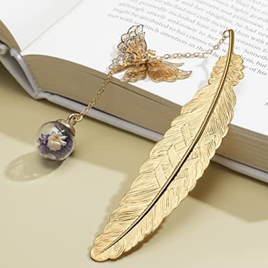 Metal Butterfly Feather Bookmark Birthday Gifts Teachers Christmas Gifts for Women Christmas Stocking Stuffers Valentine's Day Teacher Gifts Bookmarks for Women Girls Readers Book Lovers - Image 2