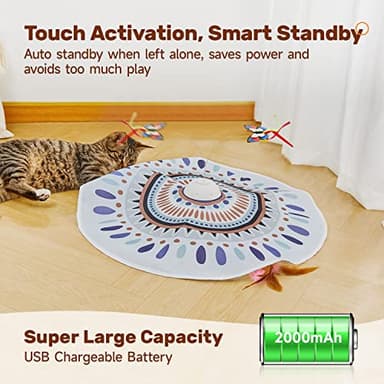 Potaroma Cat Toys Chargeable, 3in1 Hide and Seek for Kittens, Interactive Automatic Play, Fluttering Butterfly, Moving Wand Feather, Indoor Kitty Exercise 22.8 Inch Cover for All Breeds - Image 6