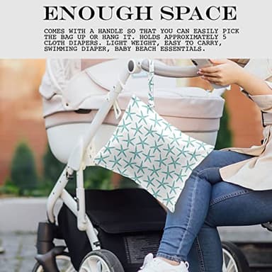 2 Pcs Wet Bag, Wet Dry Bag, Wet Bag for Swimsuit, Travel, Beach, Pool, Stroller, Diapers, Dirty Yoga Gym Clothes, Toiletries, Makeup Bag, Beach Bag Ocean Starfish Anchor Décor Birthday Gift for Women. - Image 4