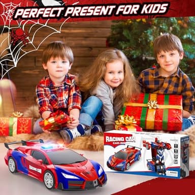 Remote Control Car with One Button Transformation, RC Cars Transforming into Robot, 2.4Ghz 360 Degree Rotation Police Car with Light, 1:18 Scale Transform Toys for Boys Girls Kids 4-7 8-12 6-8 - Image 7