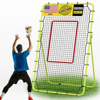 CHAOBING 7x4 FT Volleyball Rebounder Net, 5-Angle Adjustable with Steel Frame & High-Tension PE Netting, for Lacrosse, Baseball, Soccer Practice Perfect for Setting, Spiking, and Bumping (Green) - Image 1