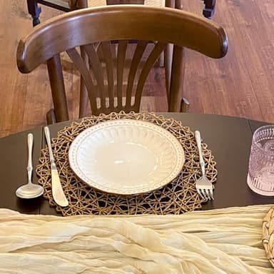 AHHFSMEI Paper Braided Round Placemats Set of 12 Natural Non-Slip Heat Resistant Table Mats for Dining Tables Woven Indoor & Outdoor Place mats(Brown,12) - Image 7