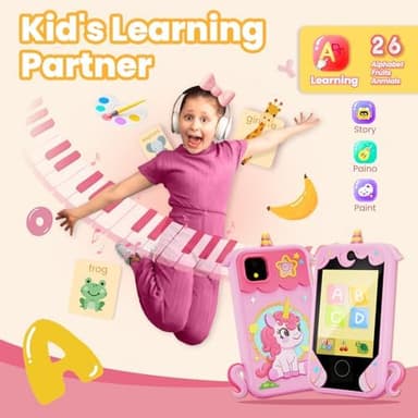 Kids Phone for Girl Toys, Christmas Birthday Gifts for Age 3-10 Year Old Girls Boys Toys, Kids Toddler Smart Phone, Detective Educational Learning Toys with 2.8" Touchscreen, Music Video Game (Pink - Image 4