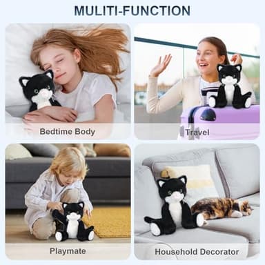 SuzziPals Heatable & Coolable Black and White Cat Stuffed Animal, Cat Heating Pad Microwavable for Soothing & Relaxation, Lavender Scented Tuxedo Cat Plush Toy for Stress Relief, Cat Toys for Kids - Image 5