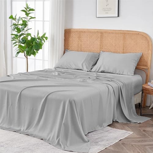 Sijo AiryWeight Tencel Sheet Set, 100% Lyocell Derived from Eucalyptus, Buttery Soft, Architectural Digest 2022 Best Cooling Sheets Winner - 4pc - 2 Pillowcases 1 Fitted 1 Top (Dove, Queen) - Image 1