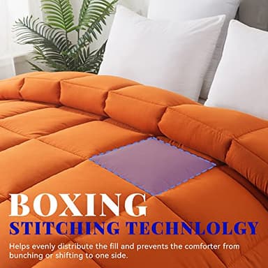 Cosybay Down Alternative Comforter (Burnt Orange, Twin) - All Season Soft Quilted Twin Size Bed Comforter - Duvet Insert with Corner Tabs - Winter Summer Warm Fluffy, 64x88 inches - Image 2