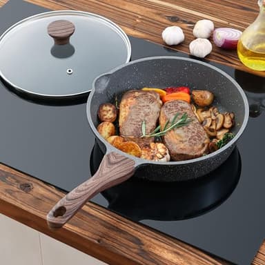 SENSARTE Nonstick Skillet, Deep Frying Pan 10/11/12-inch, Saute Pan with Lid, Stay-cool Handle, Healthy Stone Cookware Cooking Pan, Induction Compatible (10-Inch/3.5QT) - Image 8