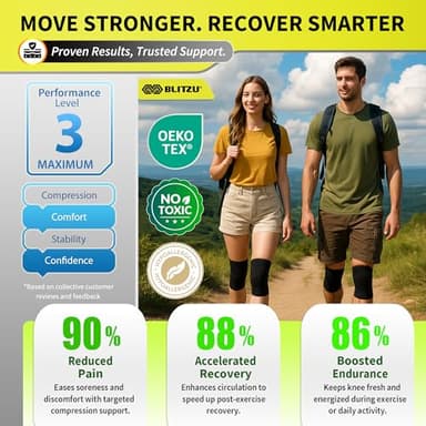 Knee Brace for Women & Men, 2 Pack Compression Knee Brace, Knee Support Sleeve for Pain Relief, Running, Workout, Sports, Knee Braces for ACL, Meniscus Tear, Arthritis and Injury Recovery Black M - Image 4