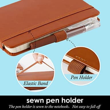 NIRMIRO 3 Pack Pocket Notebook Journals, Small Notepad Notebooks for Note Taking, A6 Mini Note pads with Pen Holder, 408 Lined Pages, 3.7" x 5.7", Black, Brown, Blue - Image 2