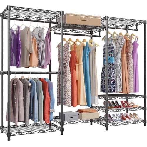 VIPEK V5 Portable Closet Wardrobe Heavy Duty Clothes Rack, Freestanding Clothing Rack with 4 Hang Rods & 8 Shelves, Adjustable Closet Racks, 68.9" L x 15.7" W x 76.4" H, Max Load 890LBS, Black - Image 1