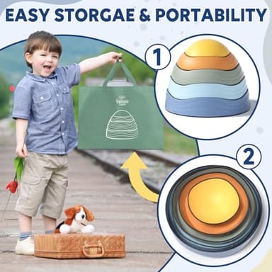 Lehoo Castle Stepping Stones for Kids, Non-Slip Toddler Stepping Stones, Indoor & Outdoor Sensory Toys for Toddlers 1-3, Balance Board Obstacle Course for Kids 3-5 - Image 6