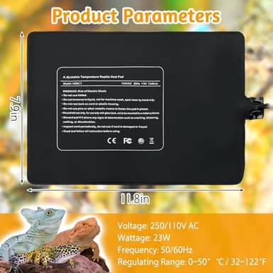 Hamiledyi Reptile Heating Pad 23W, Waterproof Under Tank Heater Mat 8x12 Inch for 30-40 Gallon Terrariums, Safe Heat Mat for Bearded Dragons, Leopard Geckos, Hermit Crabs, Snakes & Lizards - Image 2