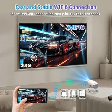 FEARWIKY Mini Portable Movie Projector with WiFi and Bluetooth, 4K 1080P Support, 180° Rotatable 130'' Screen, Auto Keystone Compatible with HDMI/USB/Smartphone/PC/Laptop - Image 6
